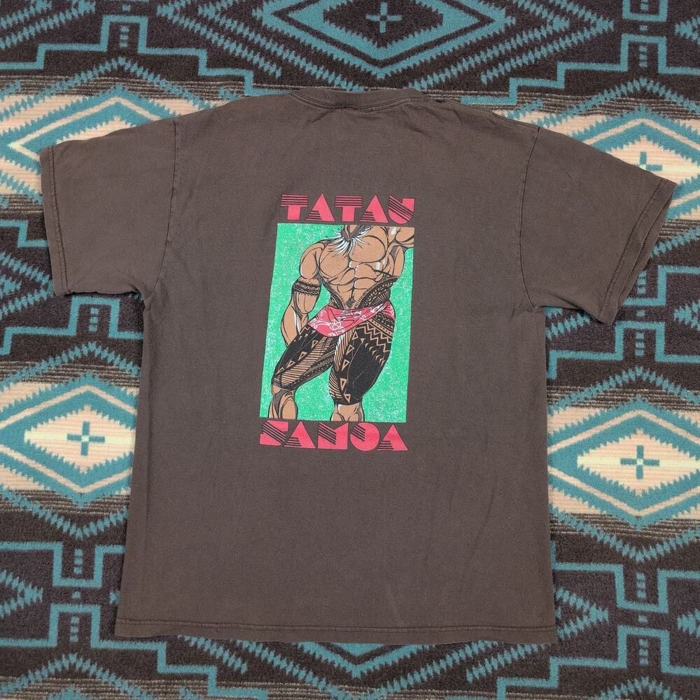 Vintage Tatau Samoa Samoan Style T Shirt Mens XL Brown Y2K Graphic Large Island
